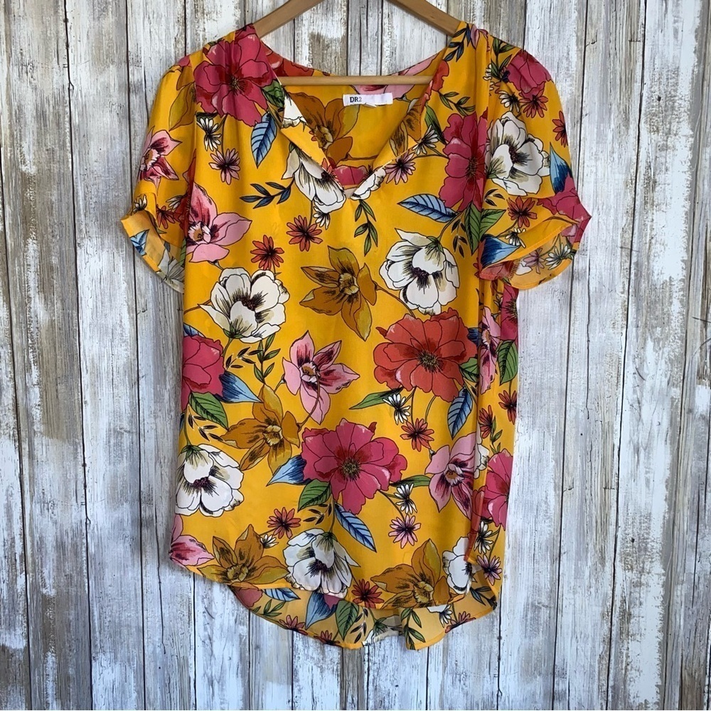 DR2 Daniel Rainn Marigold Floral Blouse